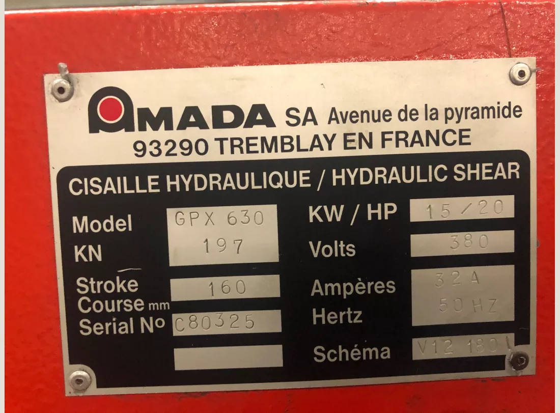 Cisaille AMADA PROMECAM GPX 630 4