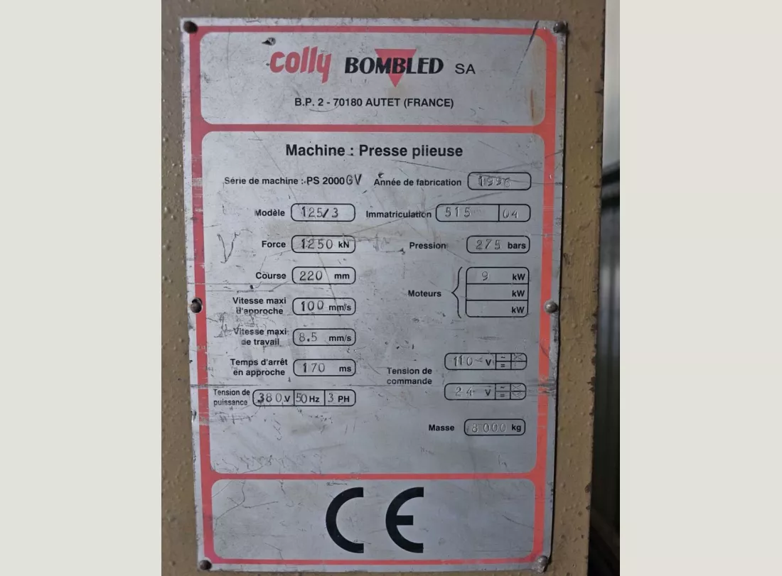 Presse Plieuse COLLY 3000 x 125T 7